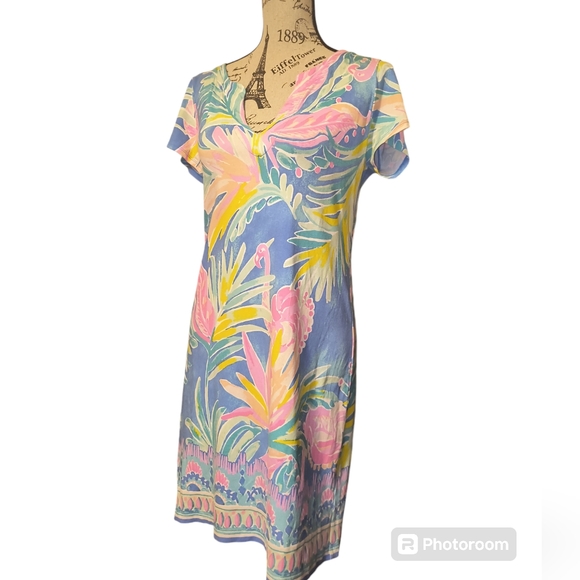 Lilly Pulitzer Sophiletta Dress Bennet Blue Showstopper Print UPF 50+ Size M - Picture 8 of 17